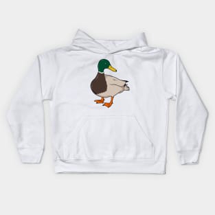 Drawing of mallard duck Kids Hoodie